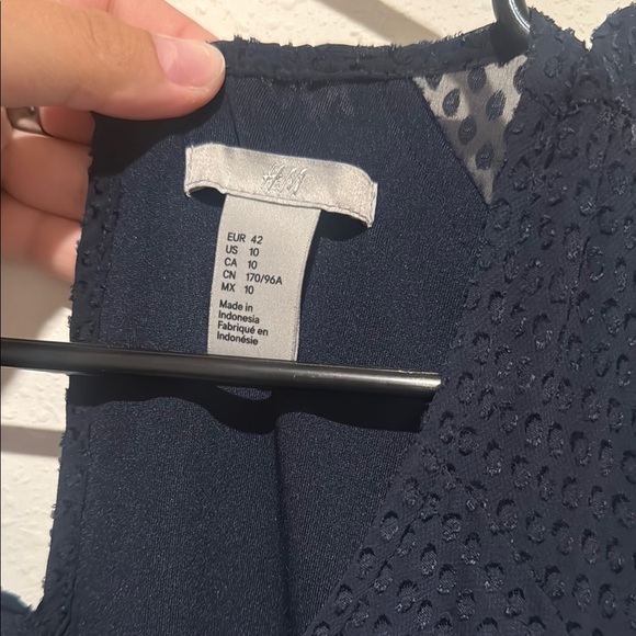 H&M Navy Dress with Flutter Sleeves - Picture 2 of 4